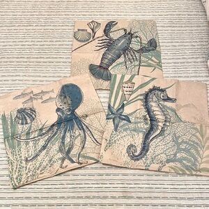 Set of 3 Sea Life Zip Pillow Covers